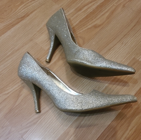 Diva Lounge 8 1/2 Golden sparkles High heel shoes - Picture 2 of 7